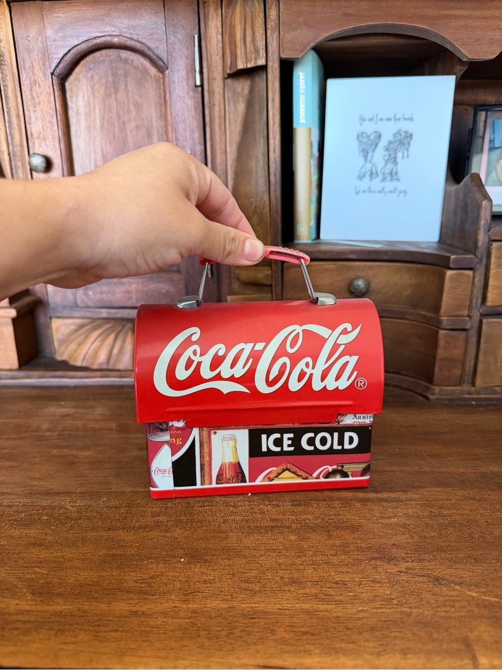 Coca-Cola Metal Lunch Box Tin Vintage Advertising Collage Red Coke Collectible